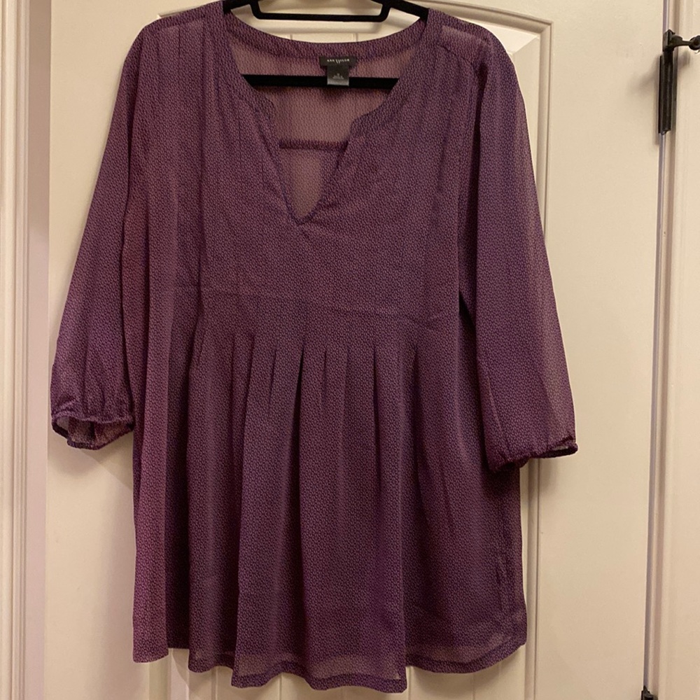 Ann Taylor Sheer Blouse Shirt Tunic Size Medium